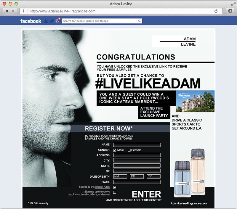 Adam Levine Registration